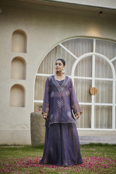 Bustier + Palazzo + Deep V-Neck kurta | TCT-1140