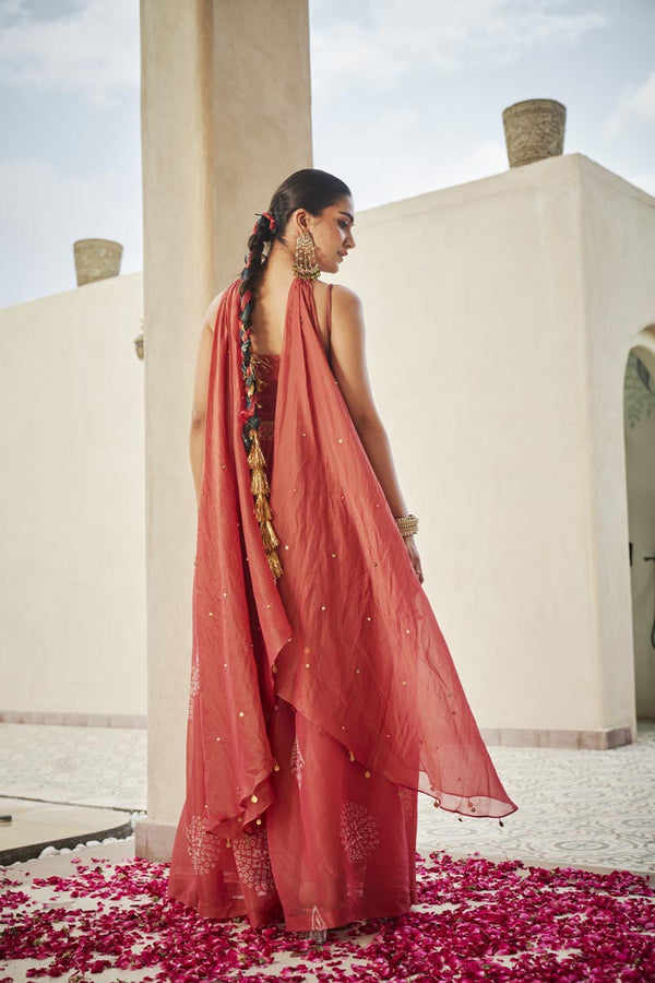 Bustier + pleated skirt + Choker dupatta | TCT-838