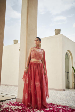 Bustier + pleated skirt + Choker dupatta | TCT-838