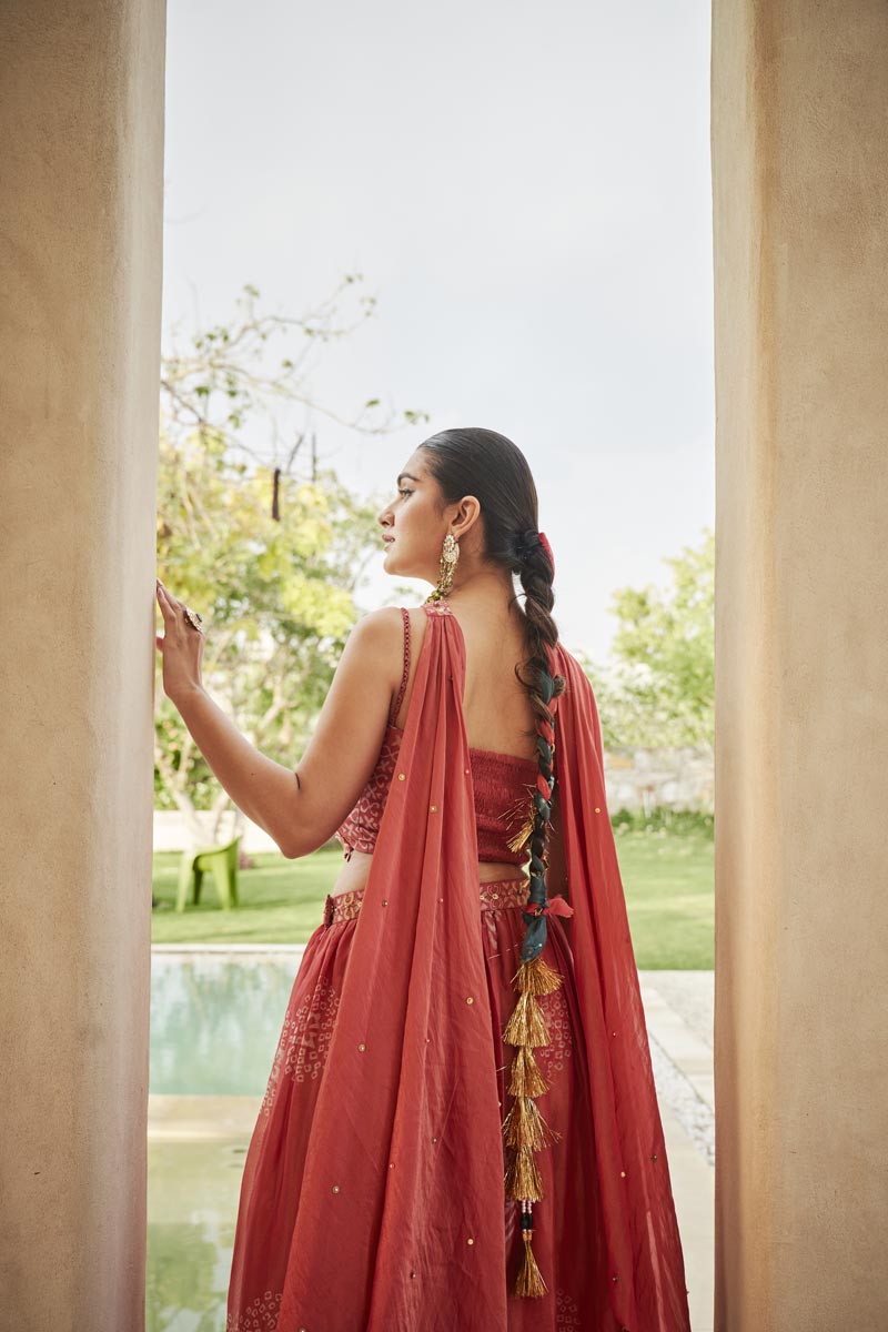 Bustier + pleated skirt + Choker dupatta | TCT-838