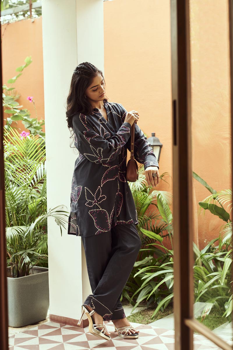 Black Bandhani Co-ord set | TCT-657