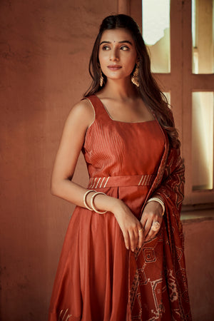 Rust Peplum set | TCT-718