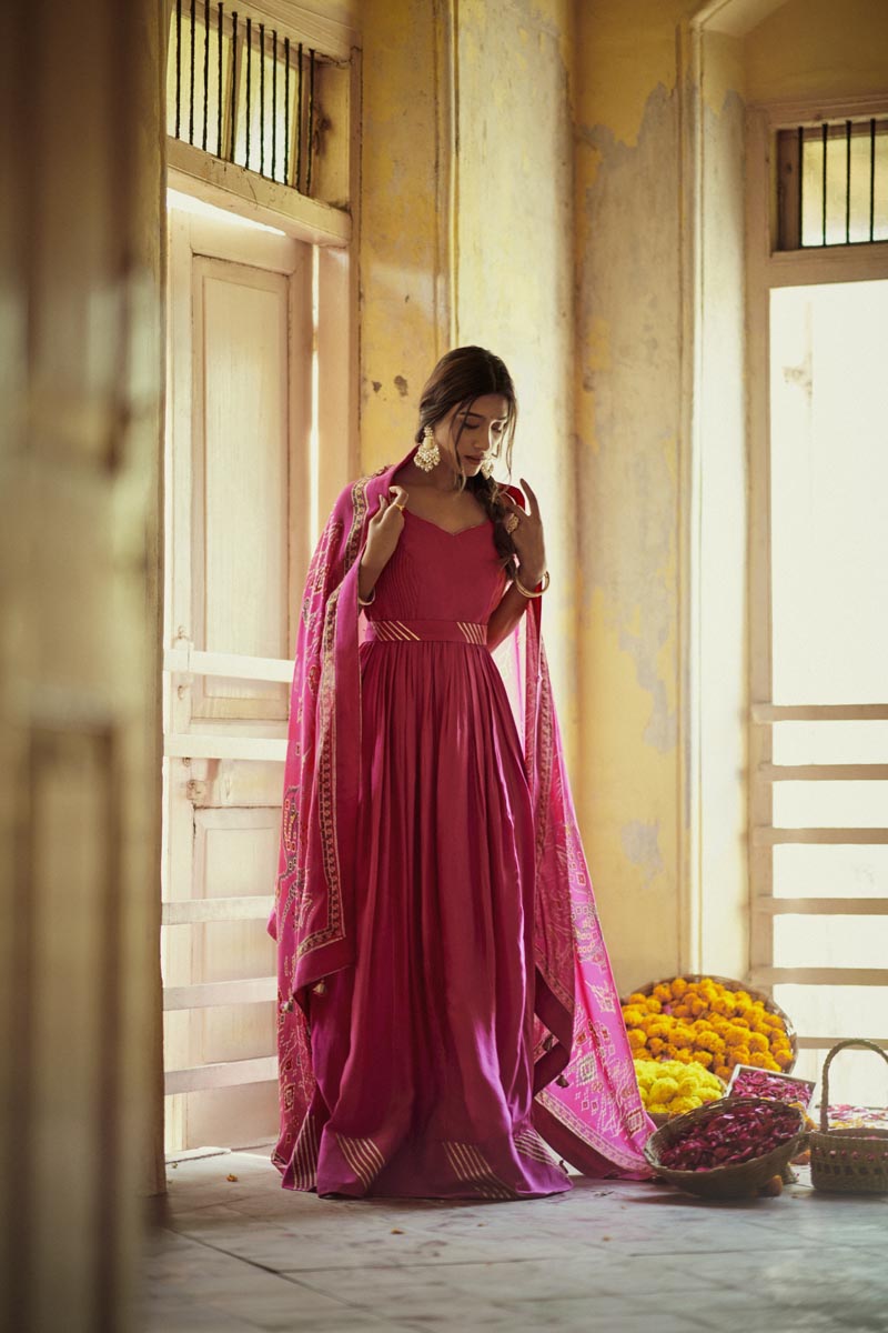Rani Pink Anarkali set | TCT-719