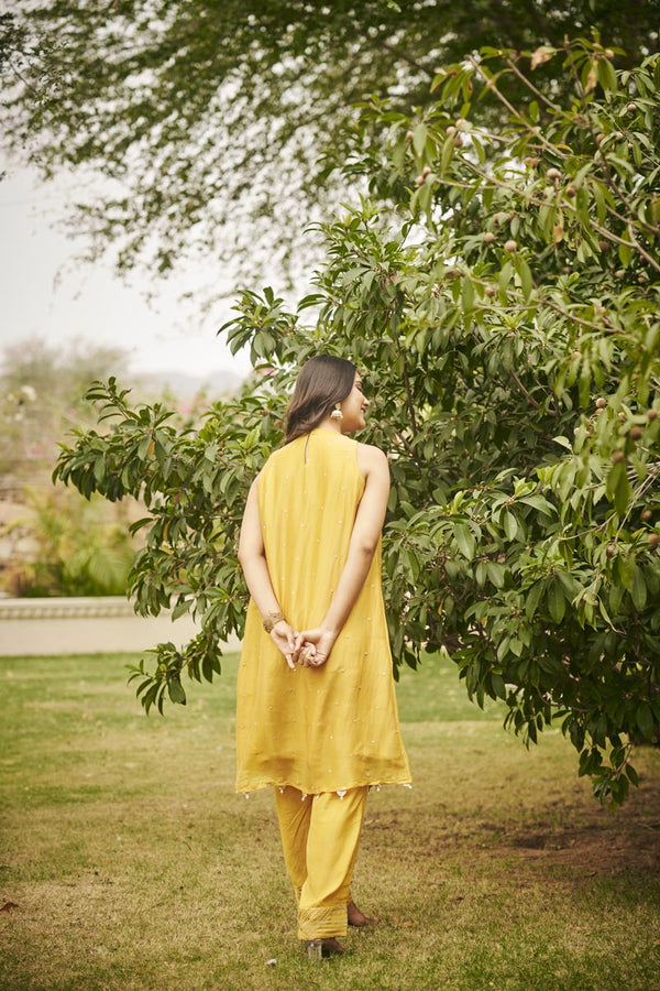 Yellow In-Cut Kurta + Pants | TCT-845