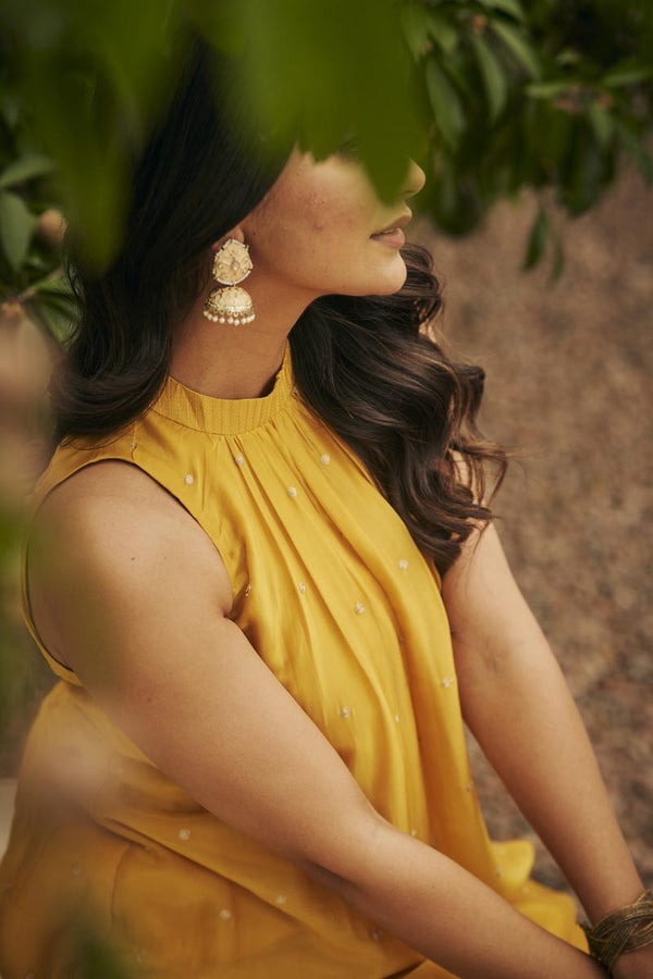 Yellow In-Cut Kurta + Pants | TCT-845