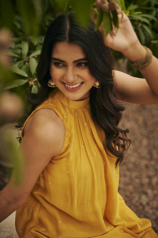 Yellow In-Cut Kurta + Pants | TCT-845