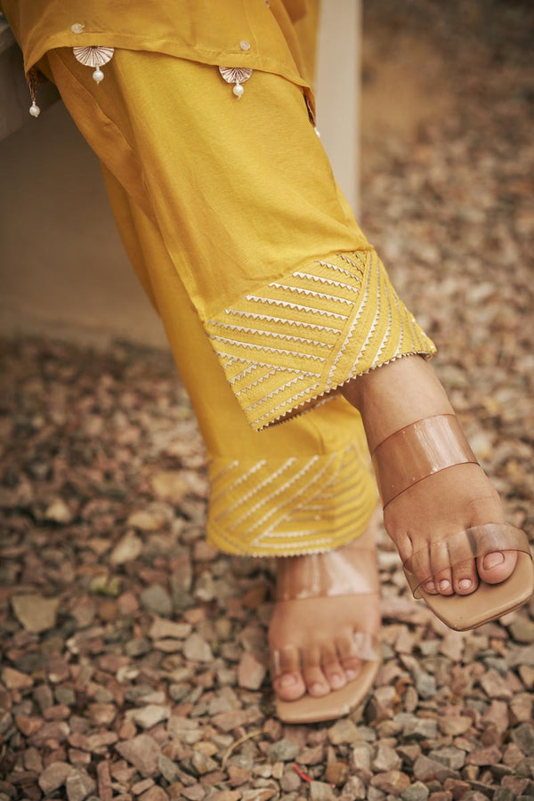 Yellow In-Cut Kurta + Pants | TCT-845