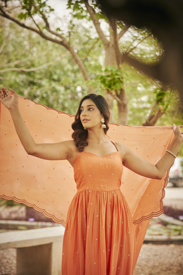 Peach Anarkali + Dupatta | TCT-851