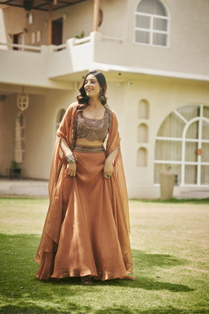 Brown bustier + Skirt + cardigan | TCT-828