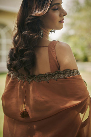 Brown bustier + Skirt + cardigan | TCT-828