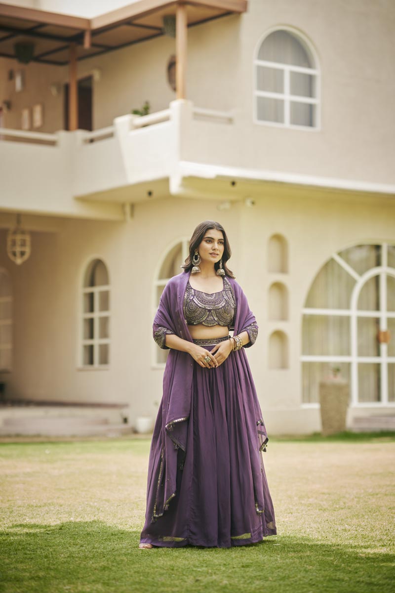 Purple Bustier + skirt + Dupatta | TCT-830
