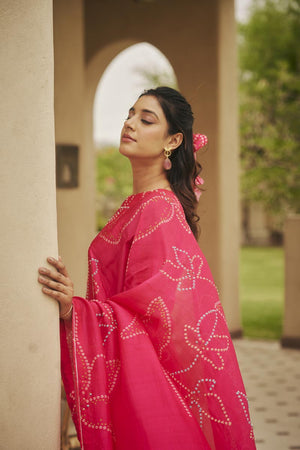 Bright Pink Kurta + Straight pants + dupatta | TCT-802