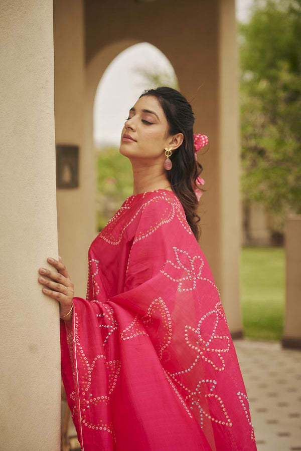 Bright Pink Kurta + Straight pants + dupatta | TCT-802
