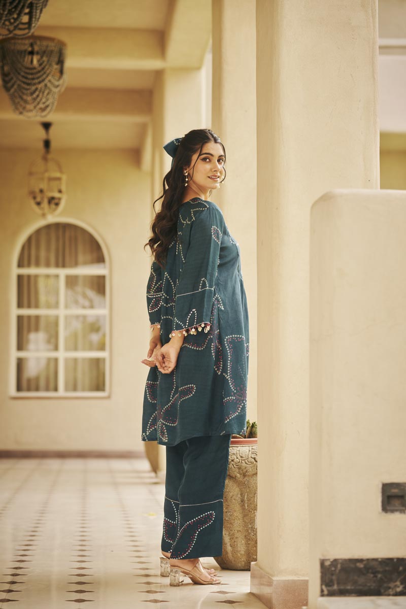 Oxford Blue Yoke Co-ord set | TCT-805