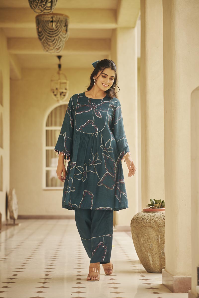 Oxford Blue Yoke Co-ord set | TCT-805
