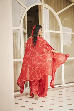 Tomato Red Jumpsuit + Cardigan | TCT-800