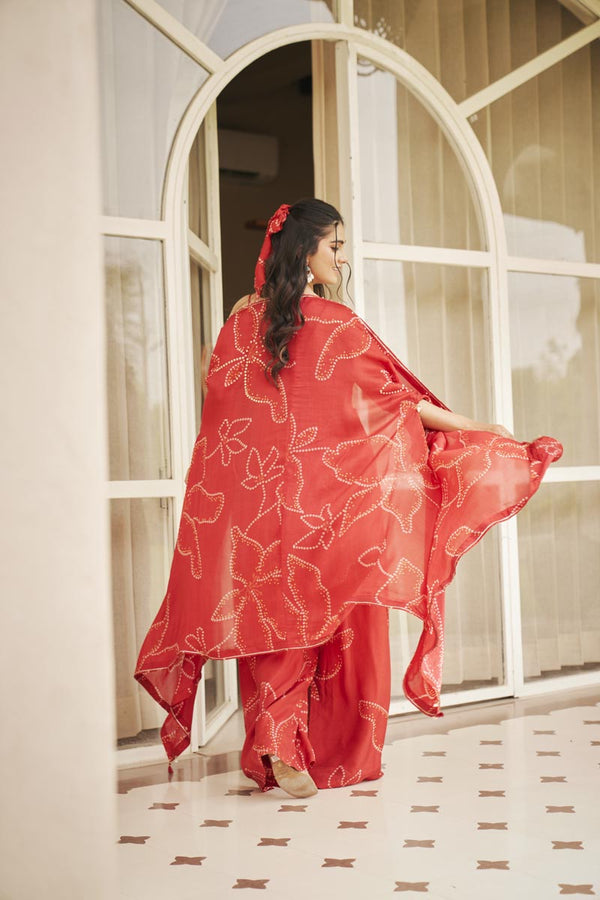 Tomato Red Jumpsuit + Cardigan | TCT-800