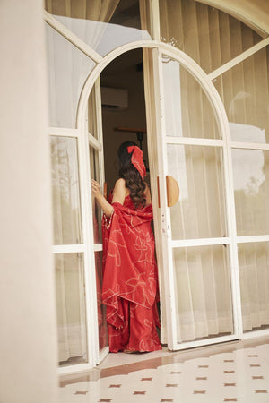 Tomato Red Jumpsuit + Cardigan | TCT-800