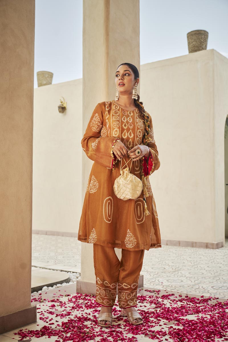 Mustard yellow yoke co-ord set | TCT-810