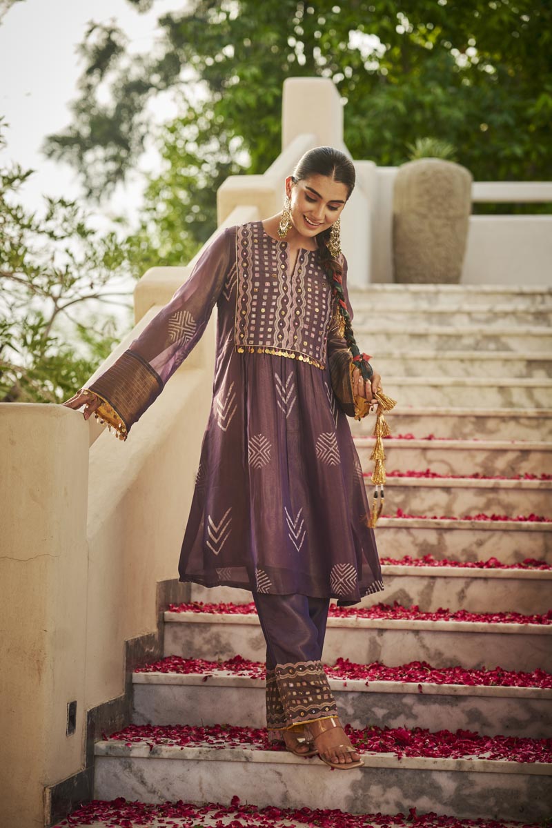 Deep purple square co-ord set | TCT-813