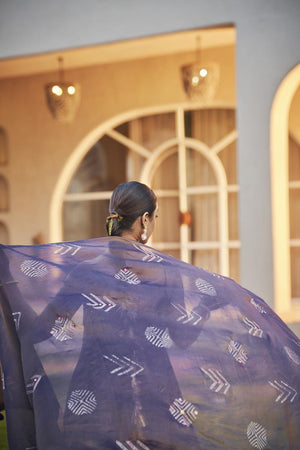 Deep Purple Circular cut kurta + Umbrella pants + Dupatta | TCT-837
