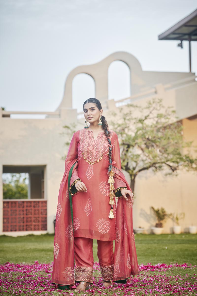 Cherry red kurta set | TCT-852