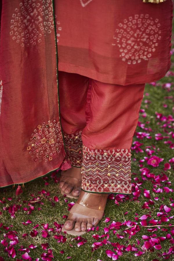 Cherry red kurta set | TCT-852