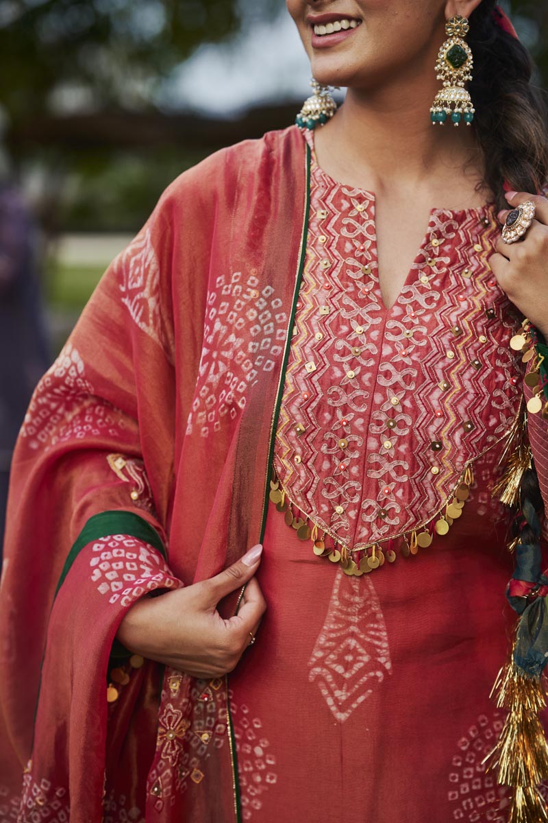 Cherry red kurta set | TCT-852