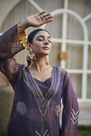 Bustier + Palazzo + Deep V-Neck kurta | TCT-1140