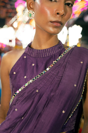 TCT - 977 | Deep Purple Pant Saree Set