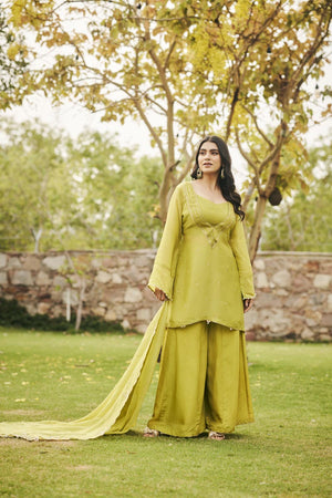 Green Bustier + Pants + Kurta | TCT-846