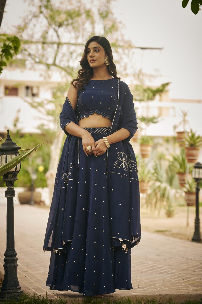 Mid-Night Blue Bustier + Skirt | TCT-841