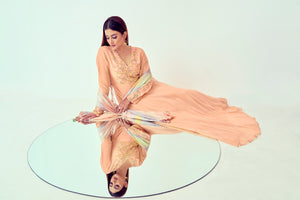 Deep Peach Pastel Work Anarkali set | TCT-736