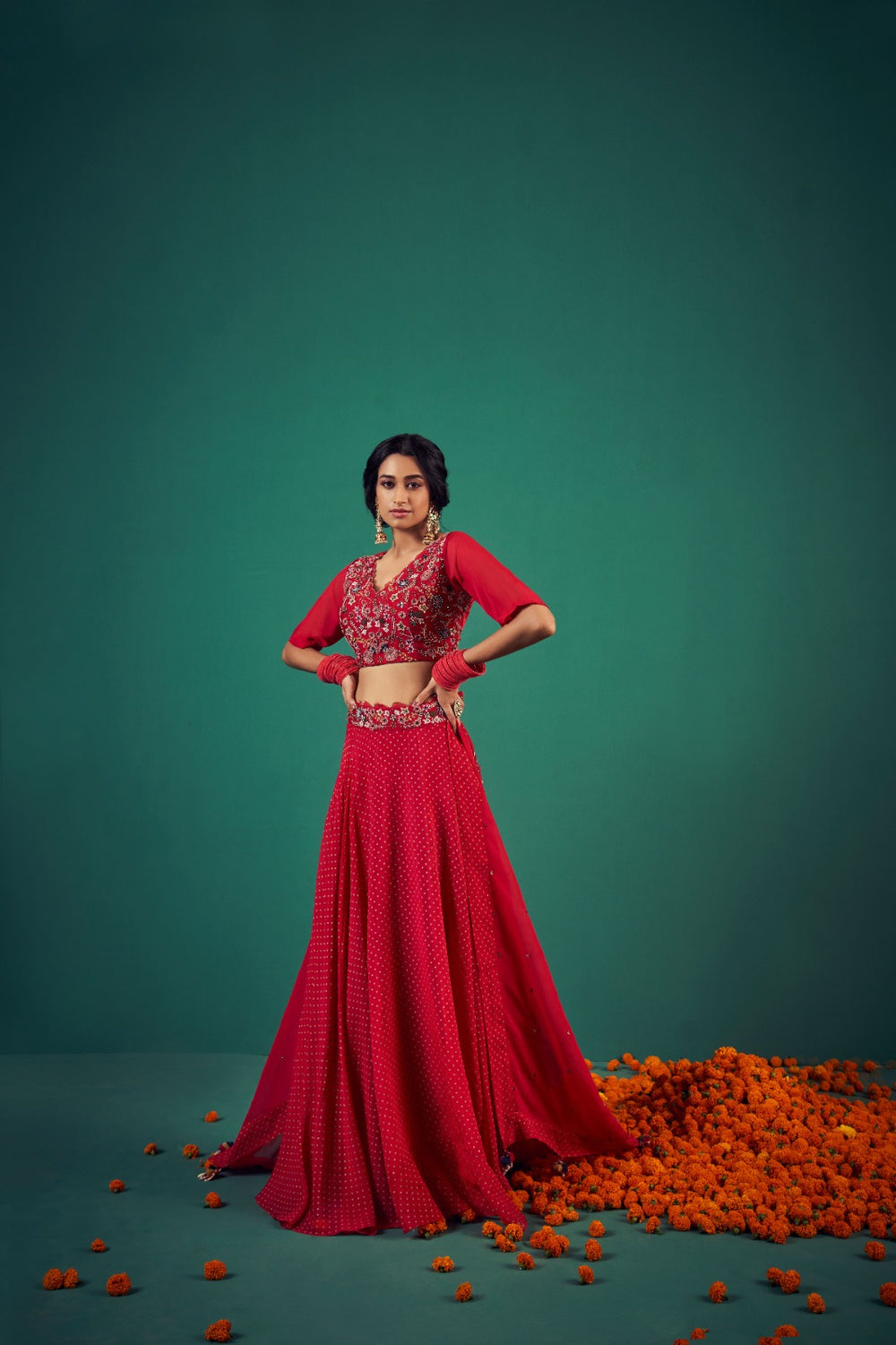 Bustier Paired with Skirt and Dupatta | TCT-554