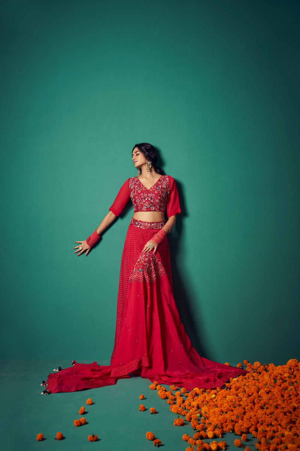Bustier Paired with Skirt and Dupatta | TCT-554