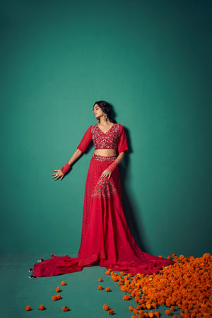 Bustier Paired with Skirt and Dupatta | TCT-554