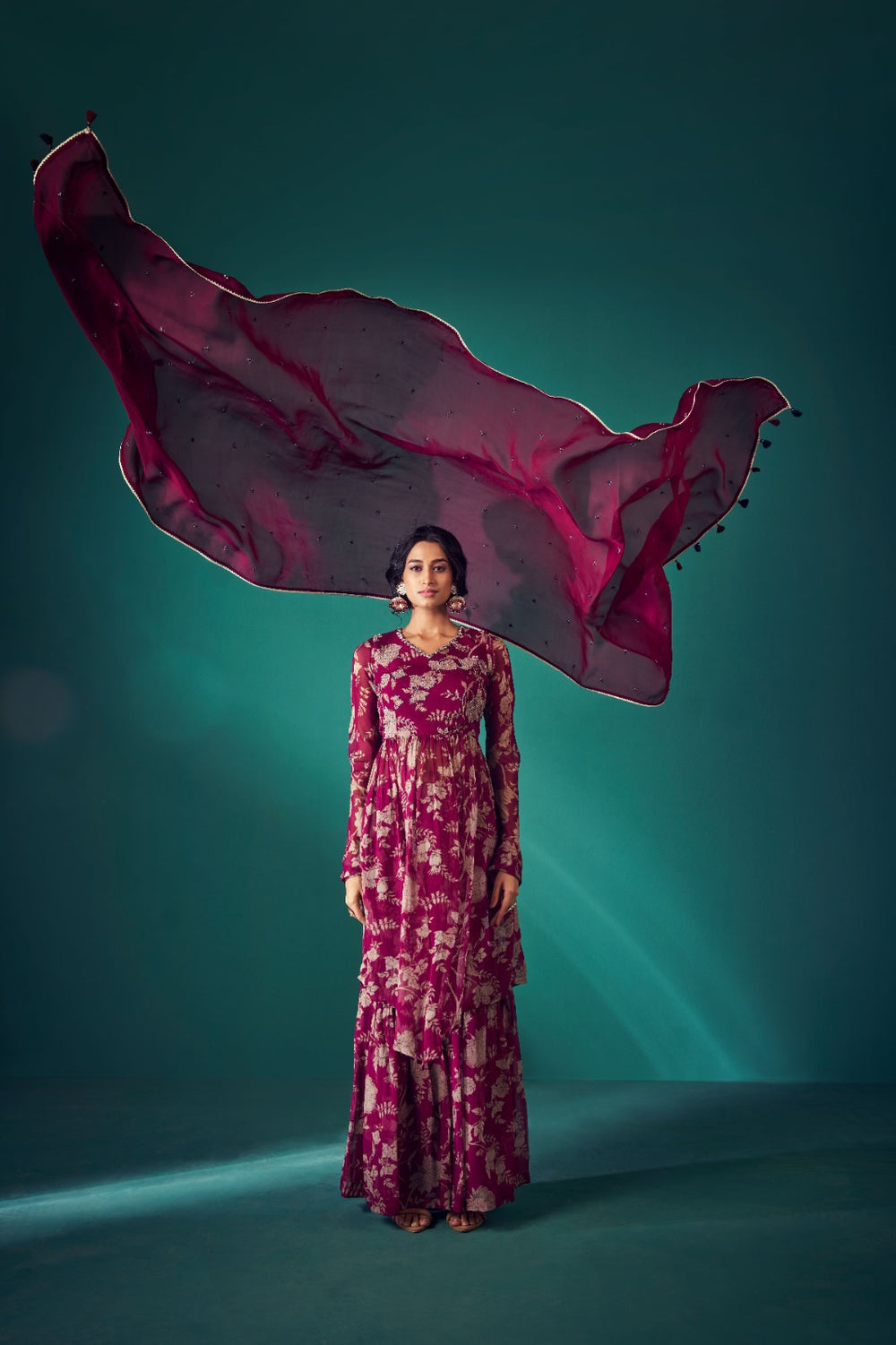 Maroon Paisley Print Kurta Set | TCT-566