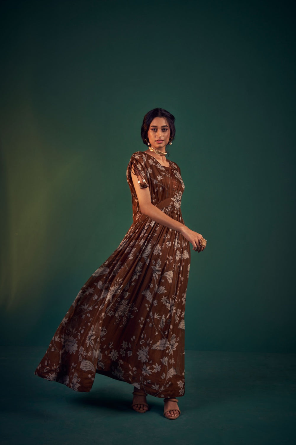 Paisley Print Bustier paired with Gown and Belt | TCT-564