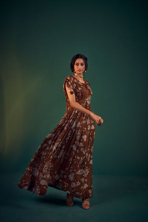 Paisley Print Bustier paired with Gown and Belt | TCT-564