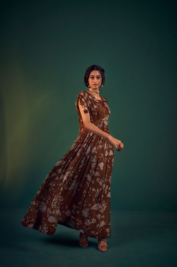 Paisley Print Bustier paired with Gown and Belt | TCT-564