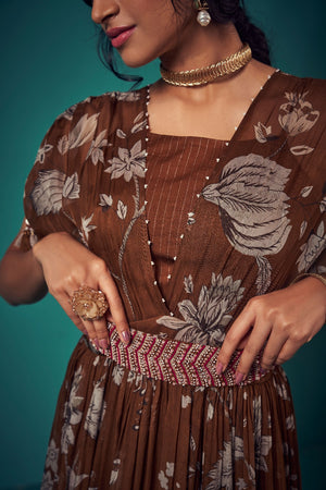 Paisley Print Bustier paired with Gown and Belt | TCT-564