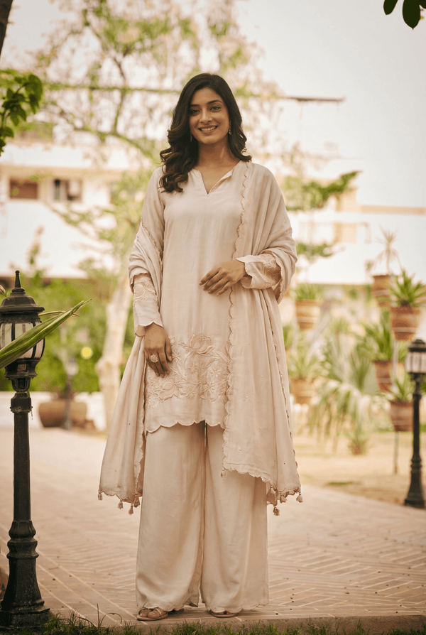 TCT - 865 | Pastel Pink Hem thread work kurta set