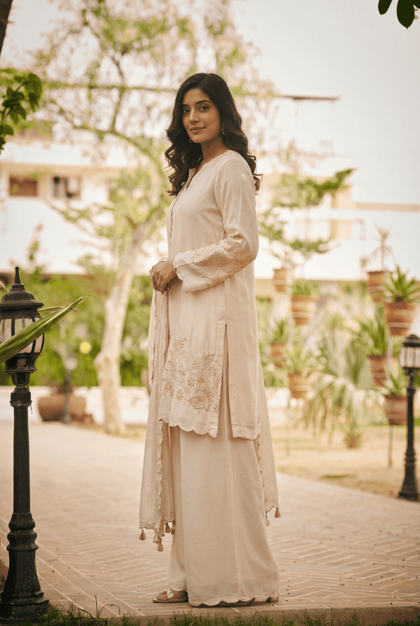 TCT - 865 | Pastel Pink Hem thread work kurta set