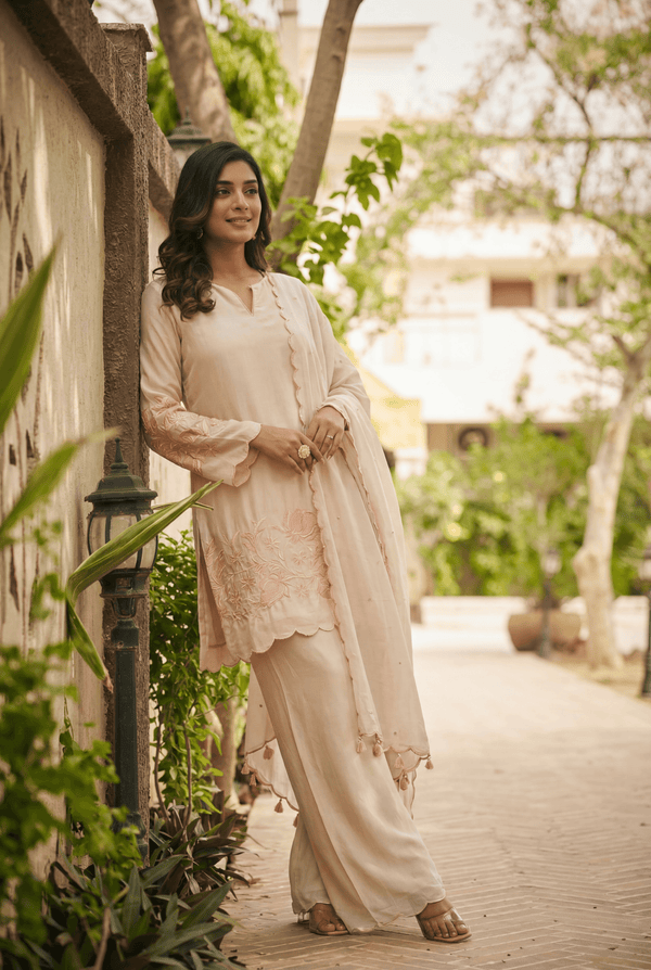 TCT - 865 | Pastel Pink Hem thread work kurta set