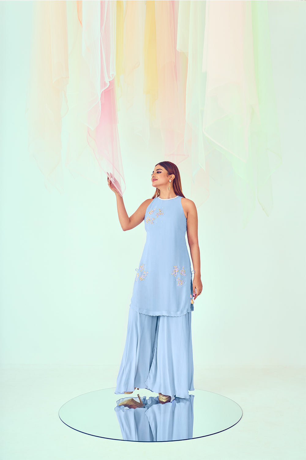Pastel Blue In-Cut Kurta Set | TCT-738