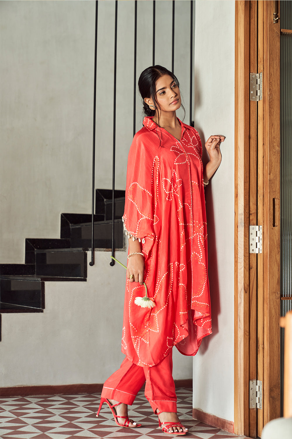Red bandhani Co-ord set | TCT-646