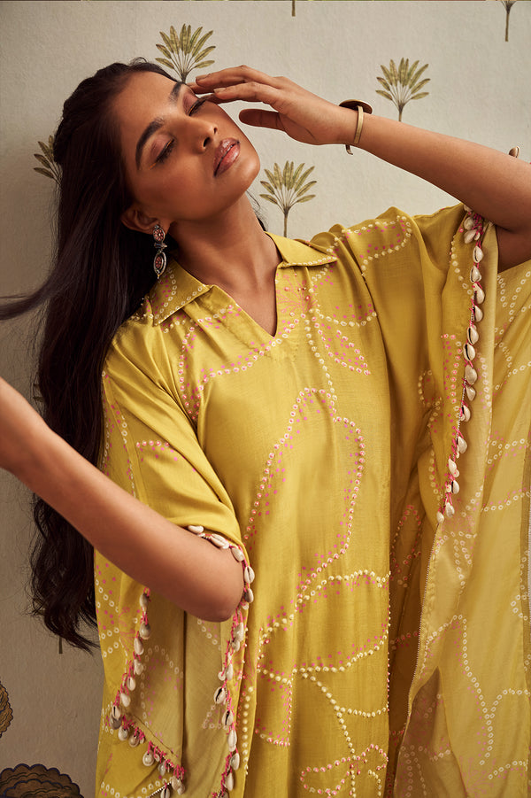 Lime Green Bandhani Set | TCT-648