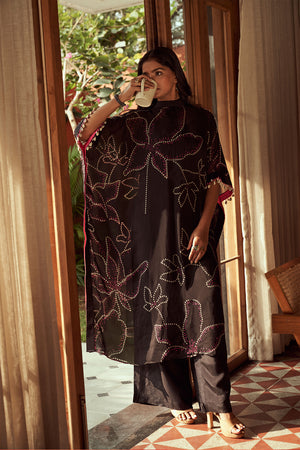 Black Bandhani kaftan set | TCT-663