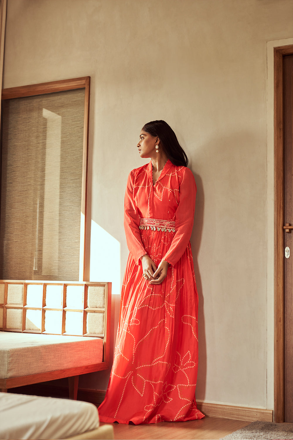 Red Bandhani Gown | TCT-659