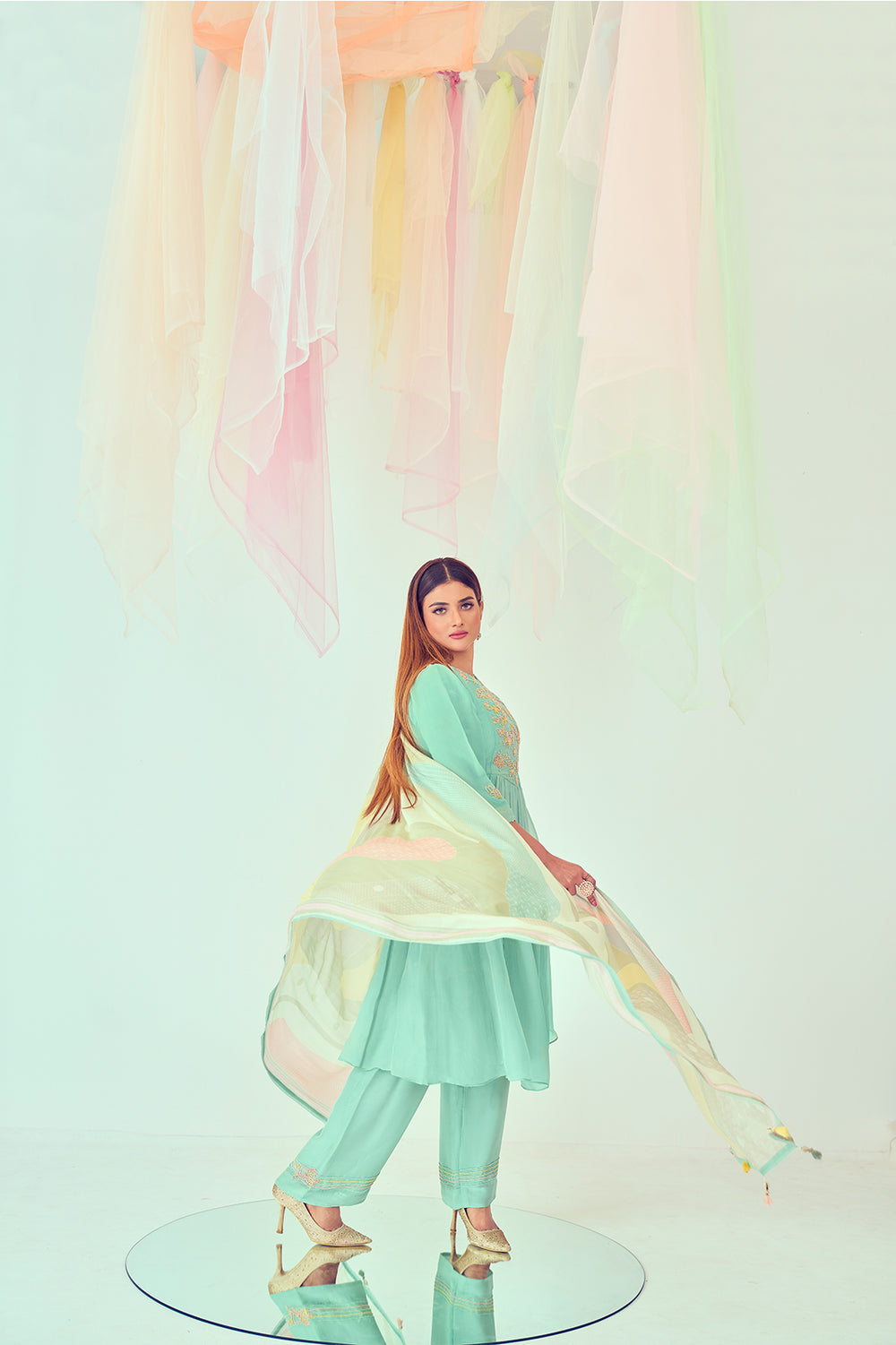 Pastel Green Kirta Set | TCT-739
